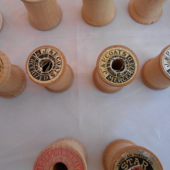Vintage Wooden Spools, Lot Of 11, Empty Spools, Sewing, Arts&Crafts, Coats&Clark - Picture 3 of 5
